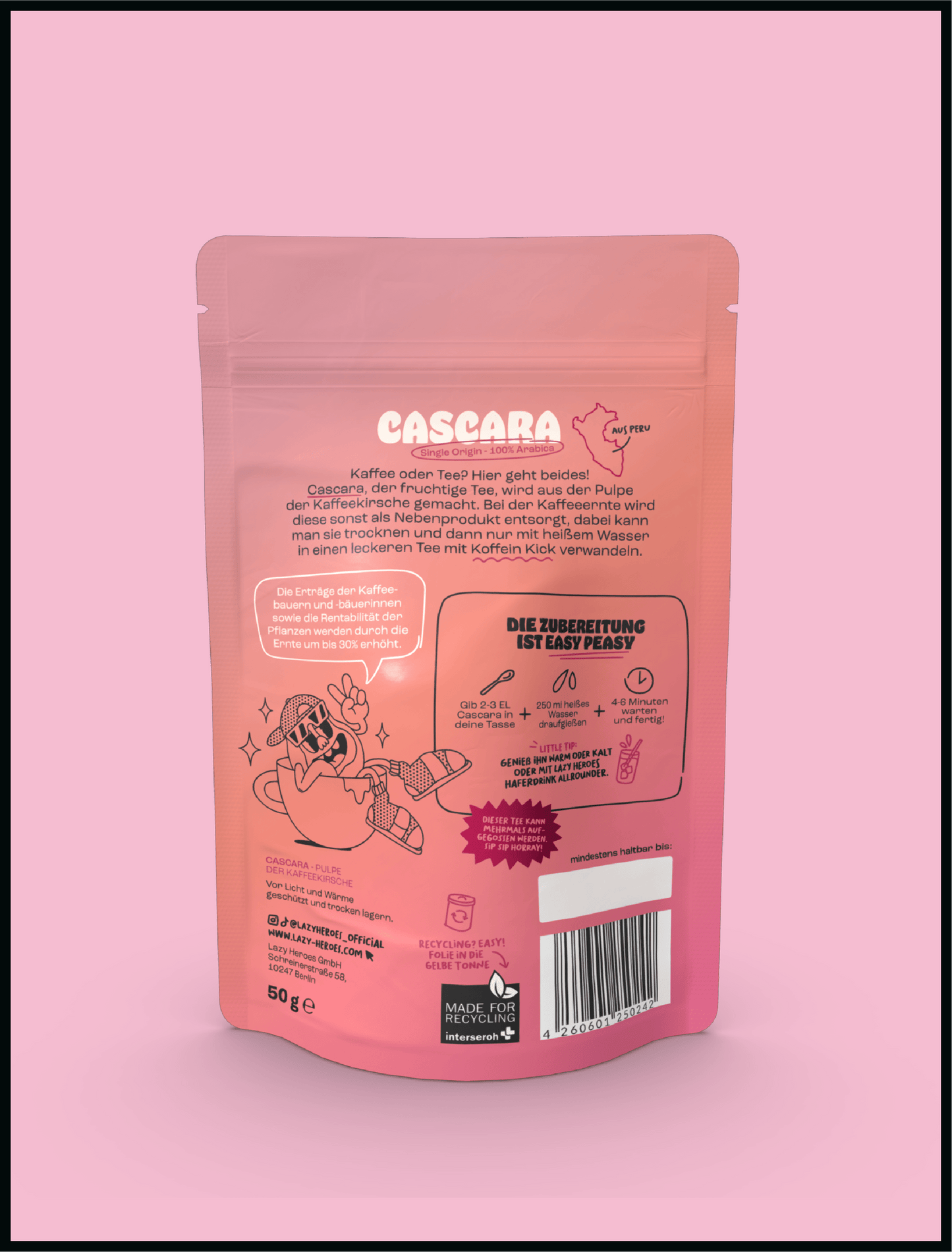 3er Pack Cascara Single origin aus Peru 100% Arabica, 150g - Lazy Heroes GmbH - S - B036