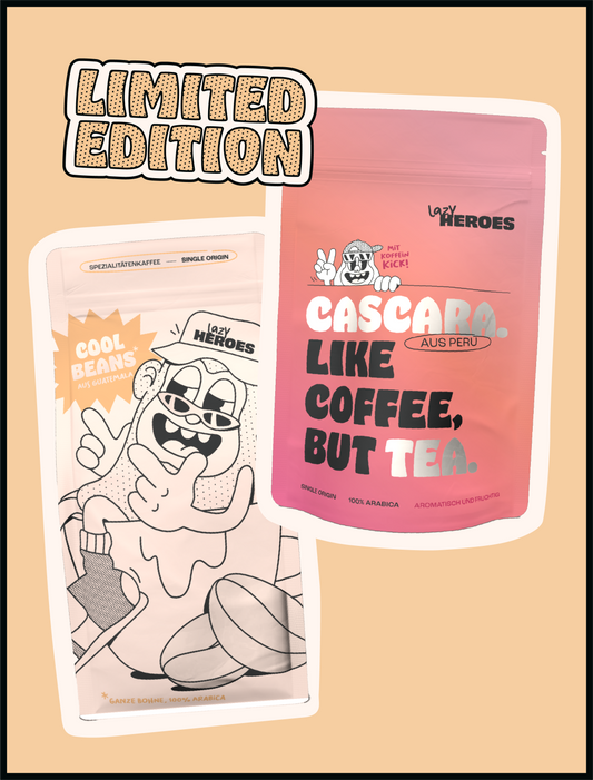 Limitierte Auflage von Guatemala Kaffeebohnen & Cascara Tee, die Maniok-ähnlichem Kaffee ähneln – Lazy Heroes GmbH, Cold Brew.